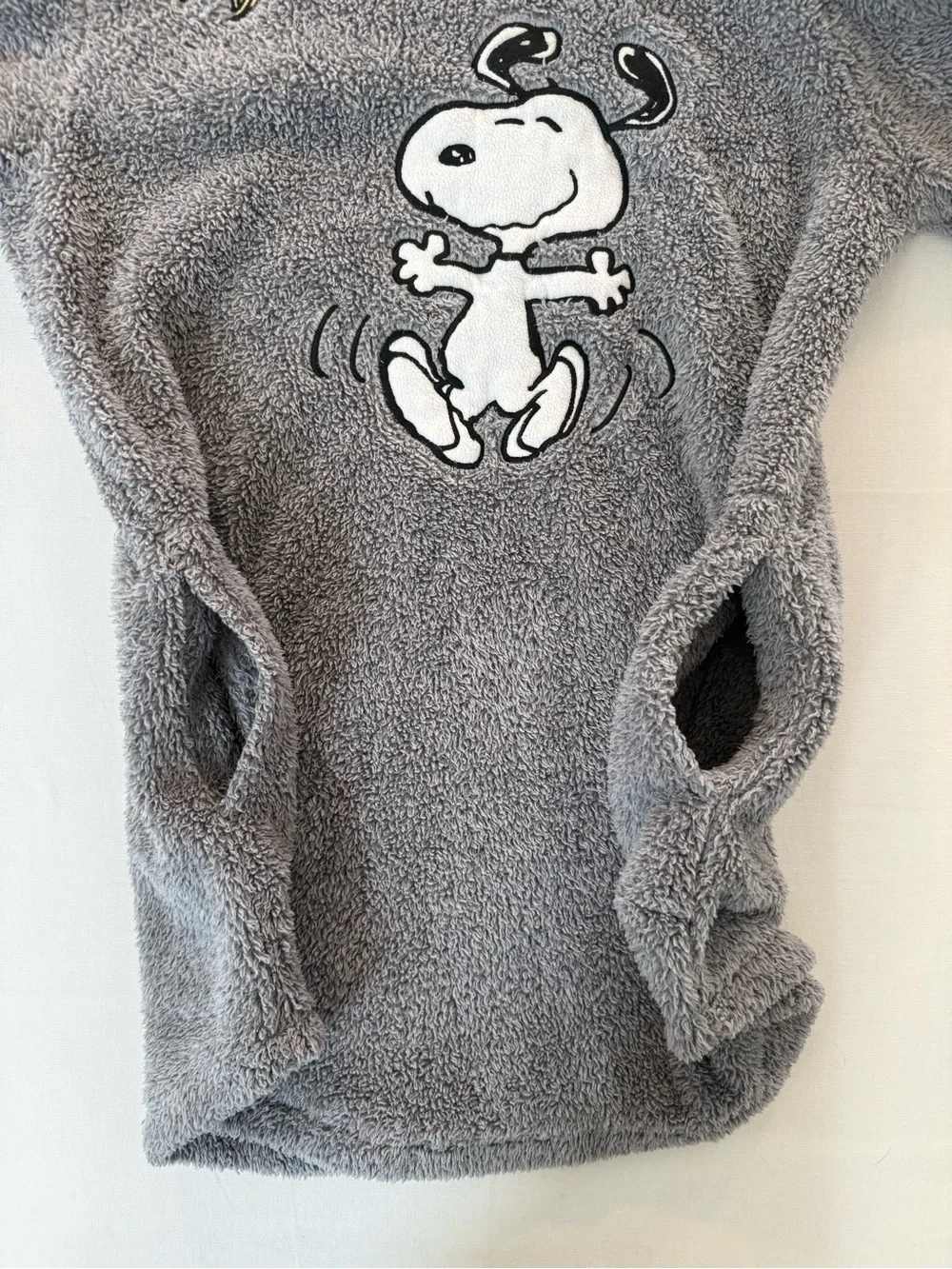 Peanuts Gray Plush Hoodie with Red Label